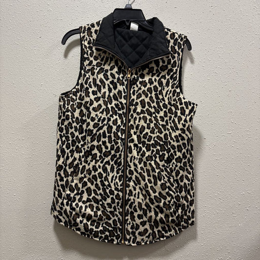 SUNSHINE&RODEOS,LEOPARD ZIPUP VEST ,BLK/BRN ,S