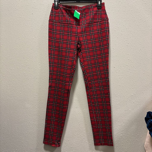 SLIM SATION,PLAID LEGGING ,RED,S