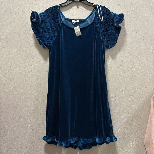 UMGEE,VELVET RUFFLE DRESS,BLUE,S