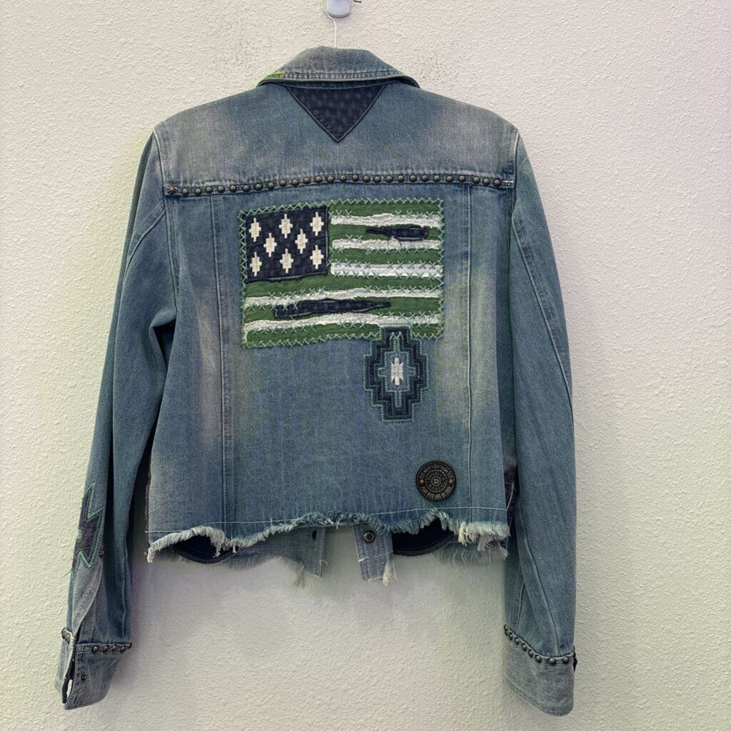 DOUBLE D RANCH,DENIM FLAG JACKET ,DENIM ,XL