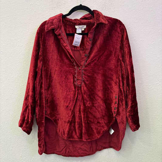 TRU LUXE,VELVET TOP ,RED,M