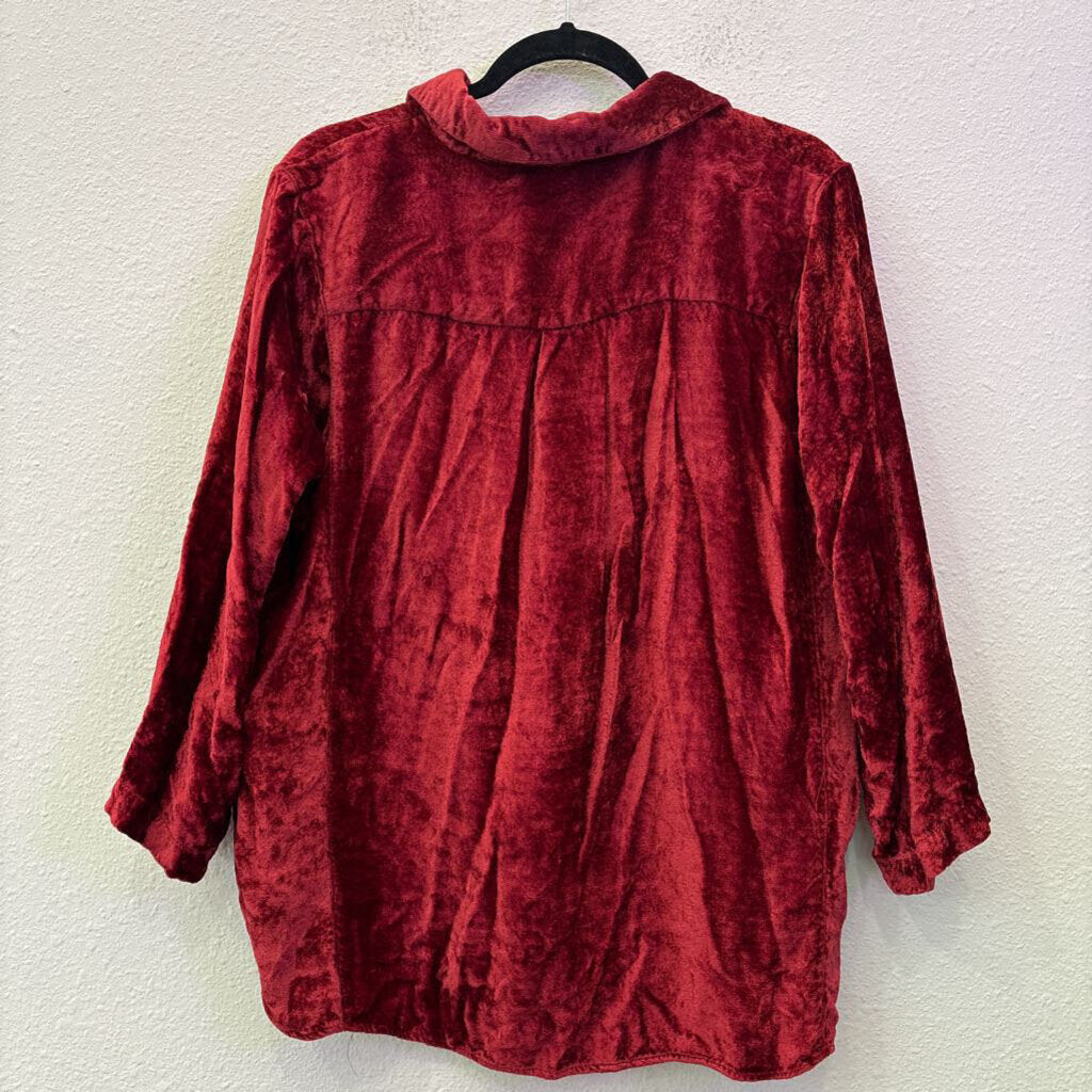 TRU LUXE,VELVET TOP ,RED,M