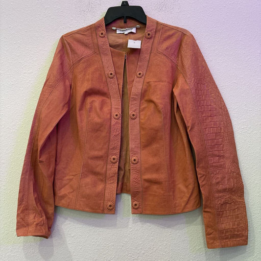 ESCADA,LEATHER JACKET ,ORANGE ,38