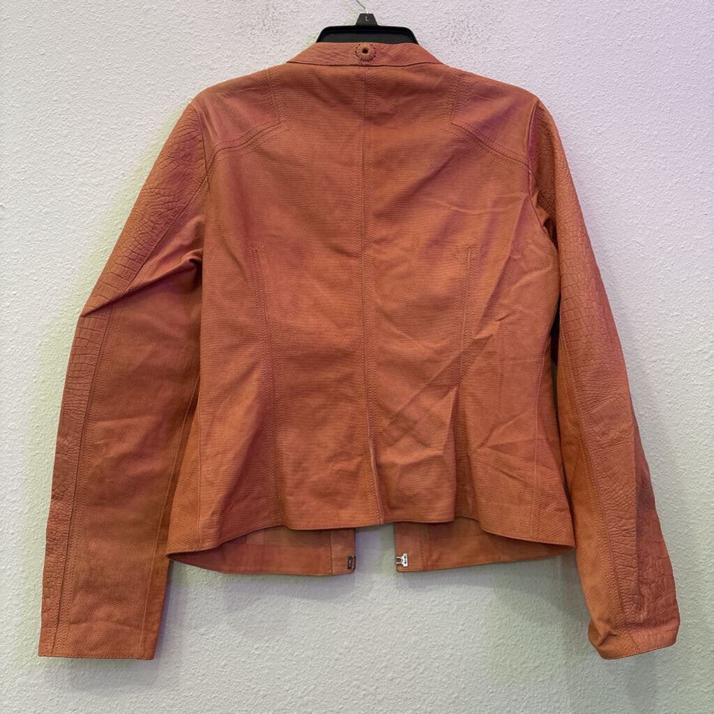 ESCADA,LEATHER JACKET ,ORANGE ,38