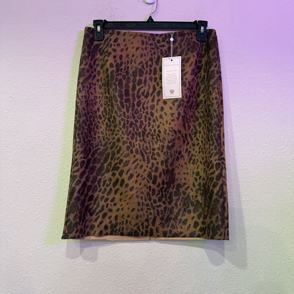 VANESSA WILLIAMS,SUEDE LEOPARD SKIRT ,BROEN,L