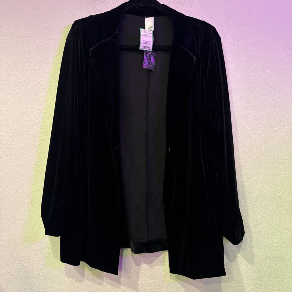 WYNNE COLLECTION,VELVET KIMONO/JACKET ,BLK,L