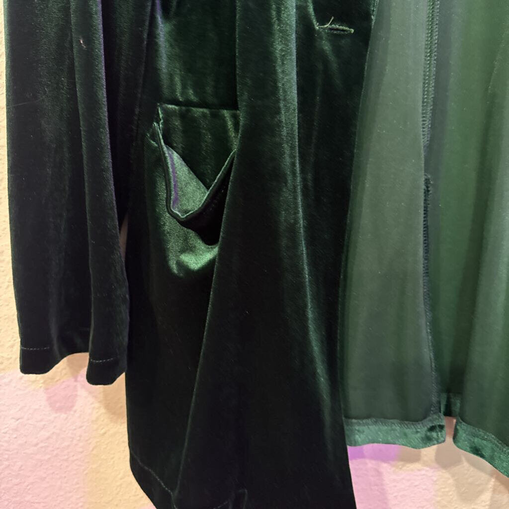 NO BRAND,VELVET CARDIGAN,GREEN ,L