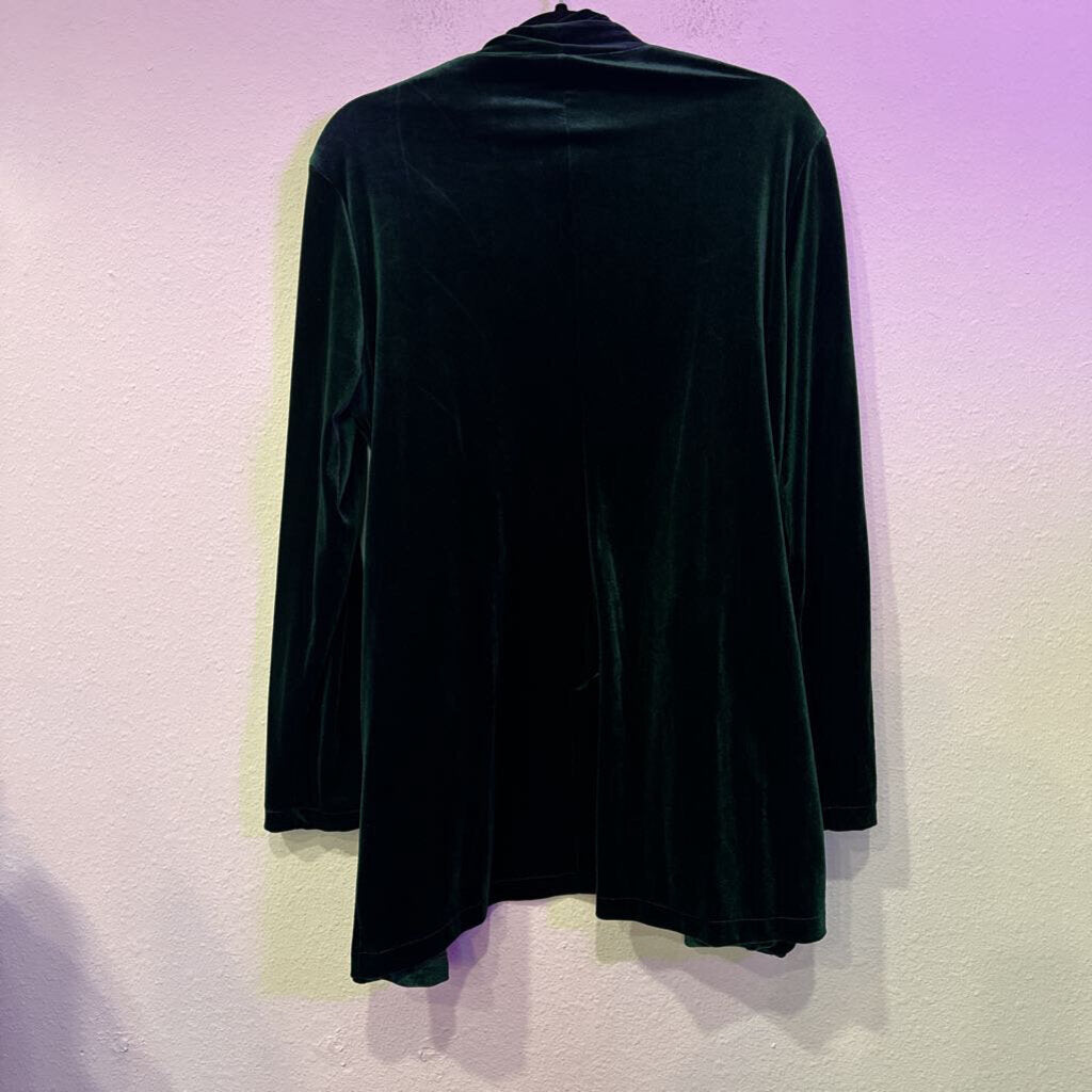 NO BRAND,VELVET CARDIGAN,GREEN ,L