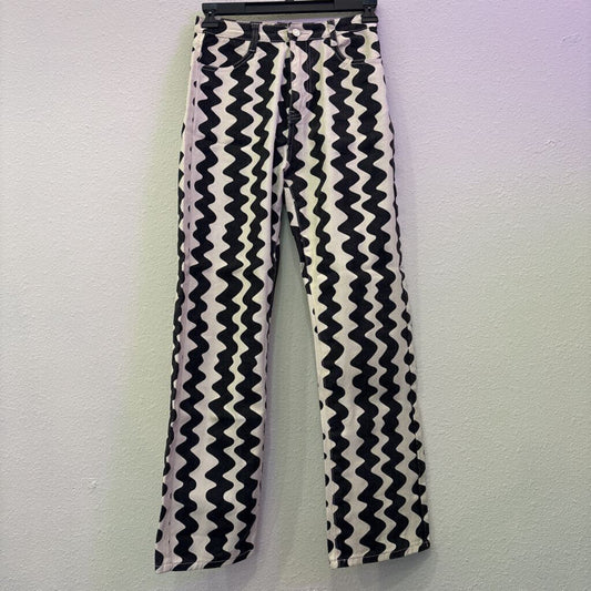 STRAIGHT PATTERN DENIM,BLACK WHITE,S