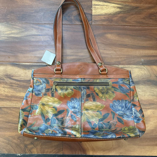 PATRICIA NASH,LEATHER FLORAL SHOULDER BAG ,GRN/BLU/BRN