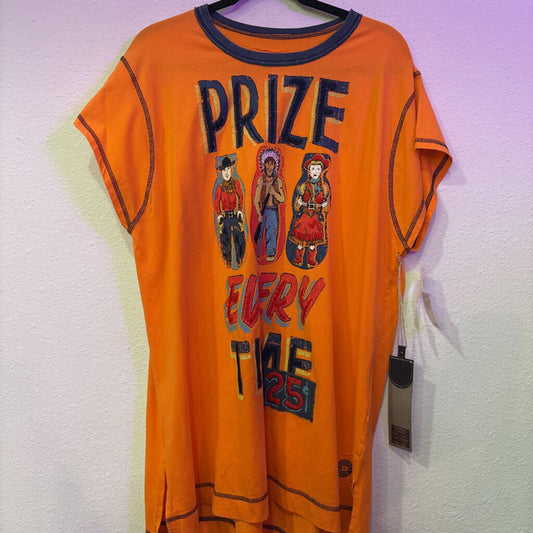 DOUBLE D RANCH,SHORTSLV "PRIZE" TOP,ORANGE,1X