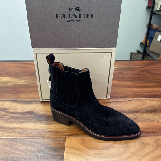 COACH,SUEDE BOOT ,BLK ,6.5