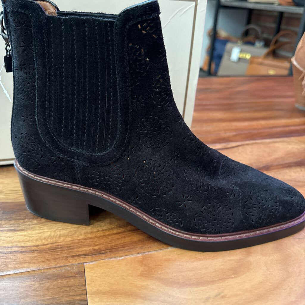 COACH,SUEDE BOOT ,BLK ,6.5