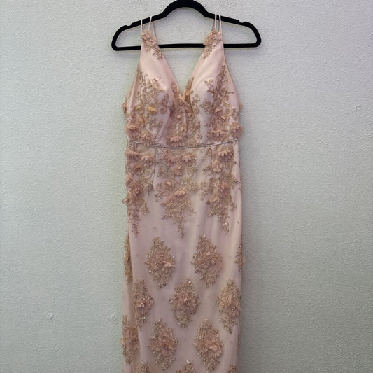 AIDAN MATTOX,TANK FLORAL BEADED DRESS *AS IS*,BLUSH,4