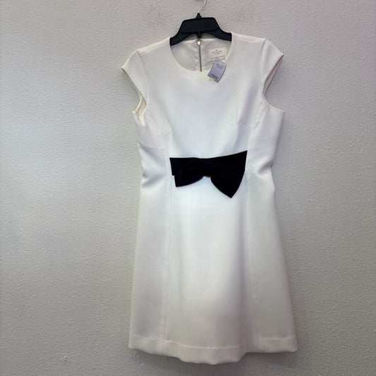 CAPSLV BOW DRESS,WHITE BLACK,6