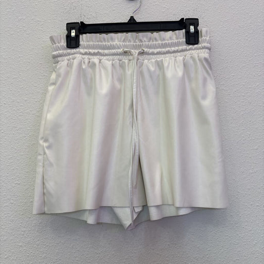 LEATHER SHORTS ,WHITE,S