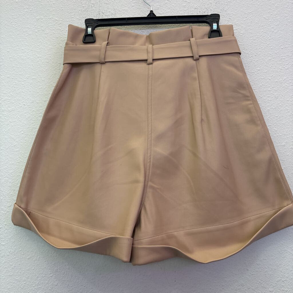 BARDOT,LEATHER SHORTS,TAN,L