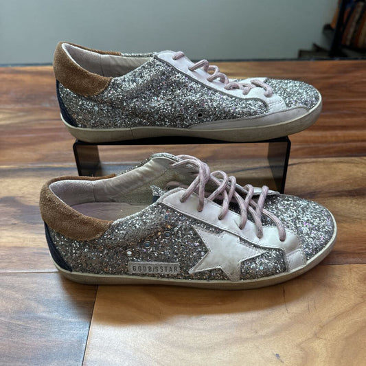 GOLDEN GOOSE,FAUX GG SNEAKER ,SILVER ,7.5/8