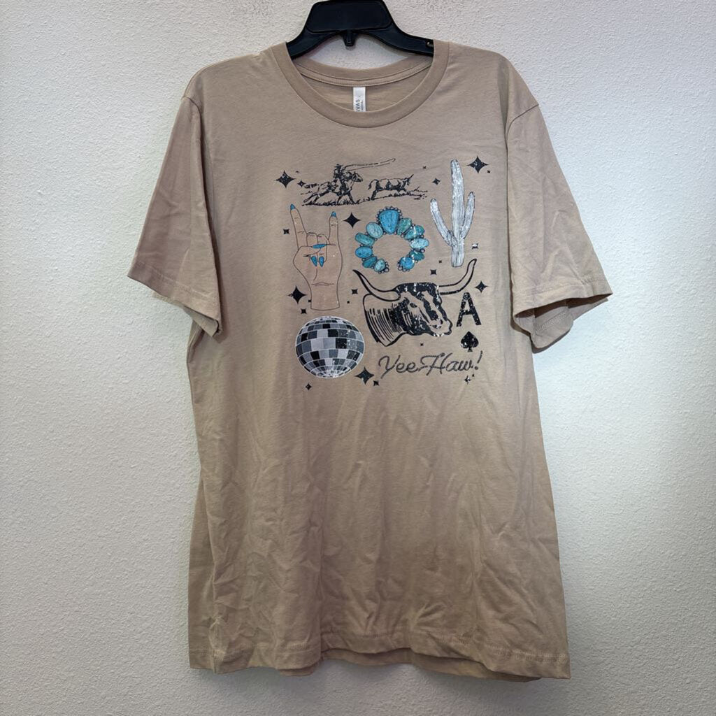 BELLA CANVAS,GRAPHIC TOP,TAN,XL