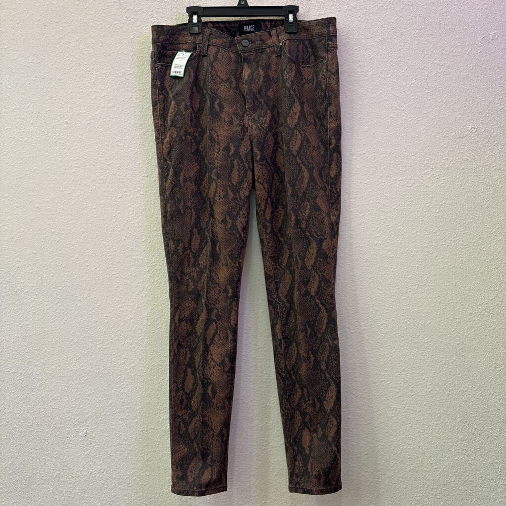 PAIGE,SNAKE PRINT SKINNY ,BRN/BLK,32