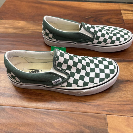 CHECKERED VANS,GREEN WHITE,9.5