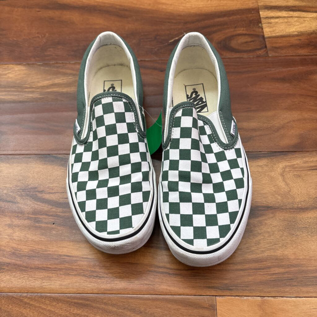 CHECKERED VANS,GREEN WHITE,9.5