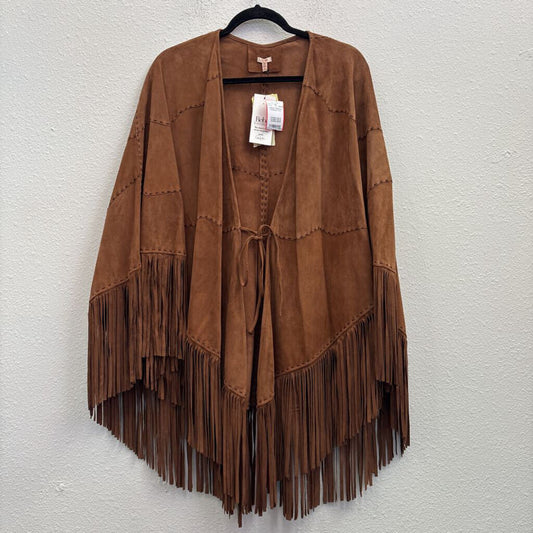 SUEDE KIMONO,COGNAC,O/S