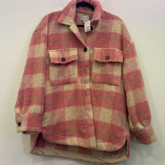 PLAID SHACKET ,PINK/CREAM ,S