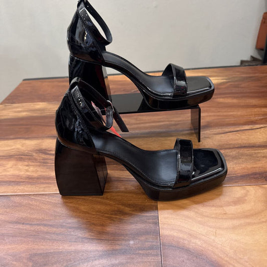 GIANNI BINI,SQUARE TOE BLOCK HEEL ,BLK ,8.5