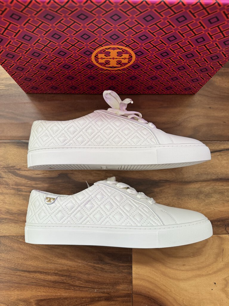 TORY BURCH,NWT MARION QUILTED SNEAKER ,WHT ,9.5