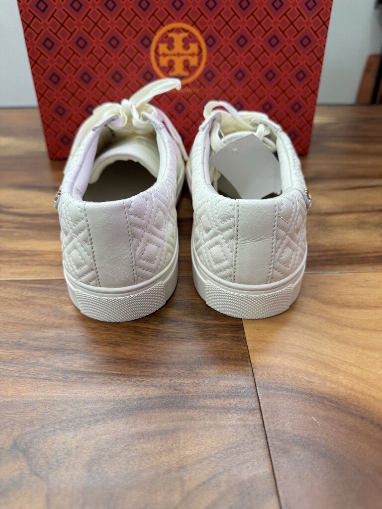 TORY BURCH,NWT MARION QUILTED SNEAKER ,WHT ,9.5