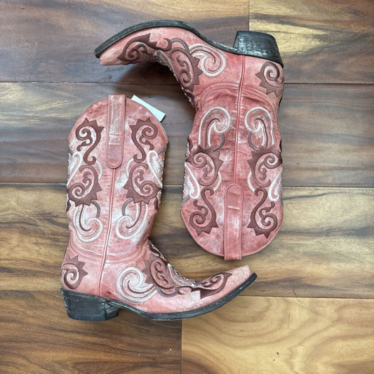 OLD GRINGO,LEATHER WESTERN BOOTS,PINK,7.5