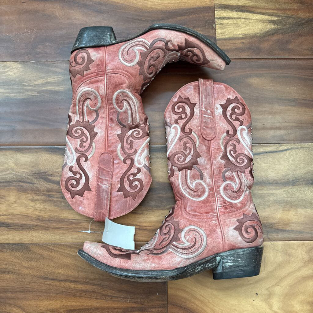 OLD GRINGO,LEATHER WESTERN BOOTS,PINK,7.5