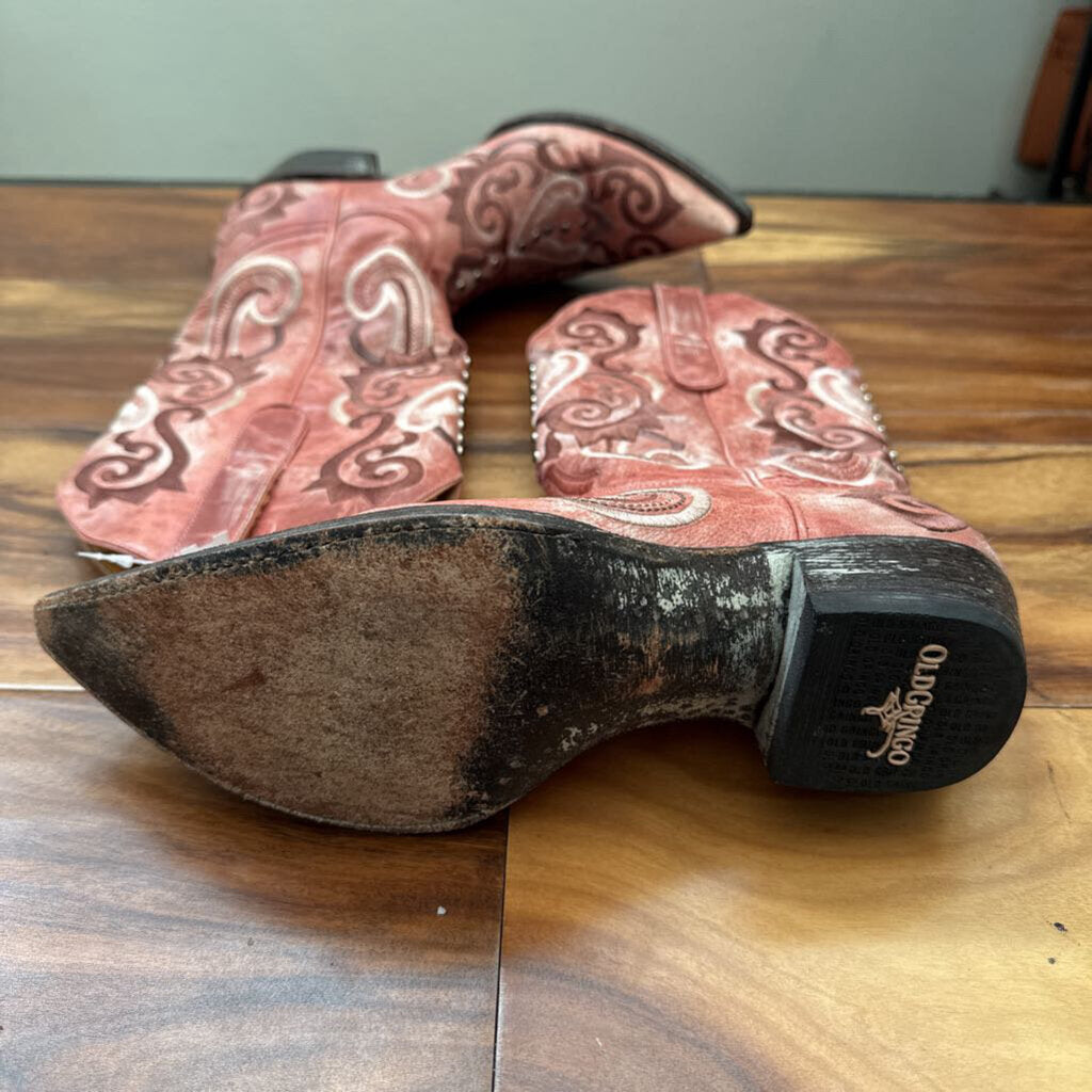 OLD GRINGO,LEATHER WESTERN BOOTS,PINK,7.5