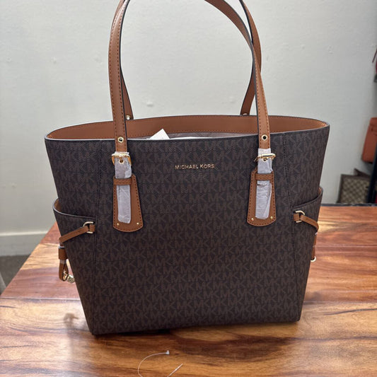 MICHAEL KORS,NWT TOTE HANDBAG,BROWN MONO