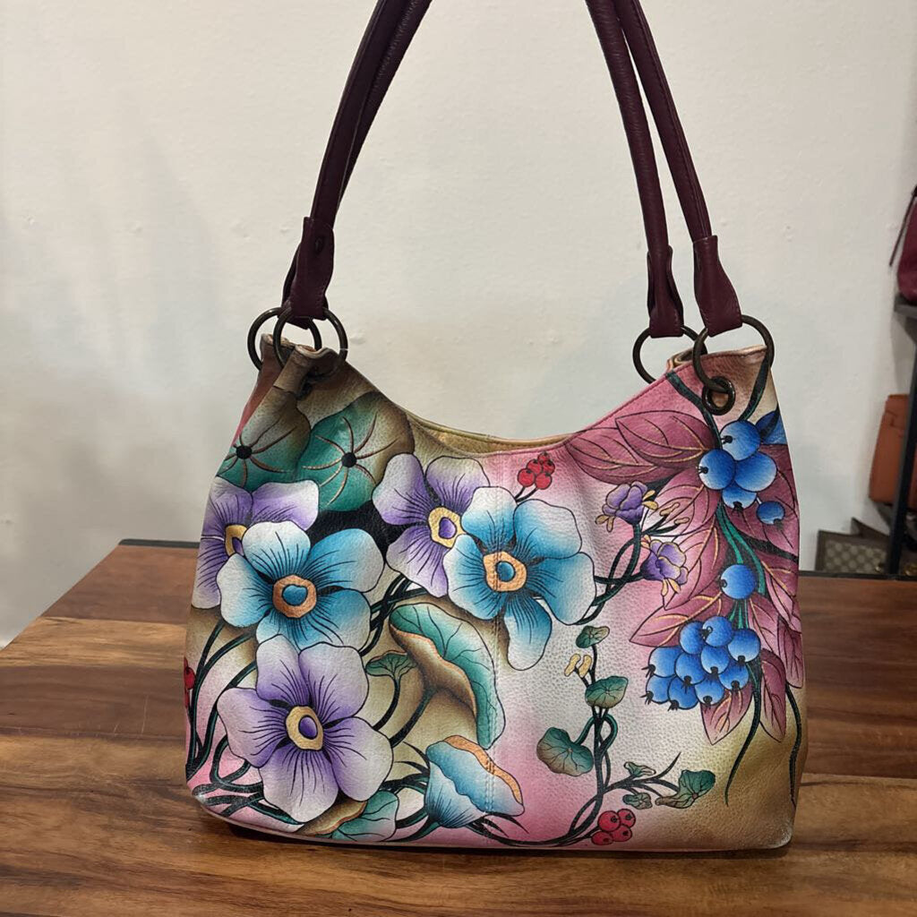 ANUSCHKA,PAINTED FLORAL BAG ,MULTI