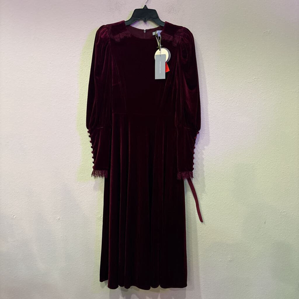 ANTONIO MELANI,LONGSLV VELVET DRESS,WINE,4