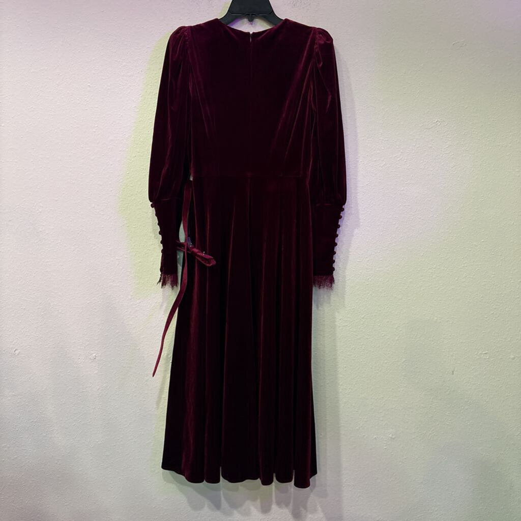 ANTONIO MELANI,LONGSLV VELVET DRESS,WINE,4