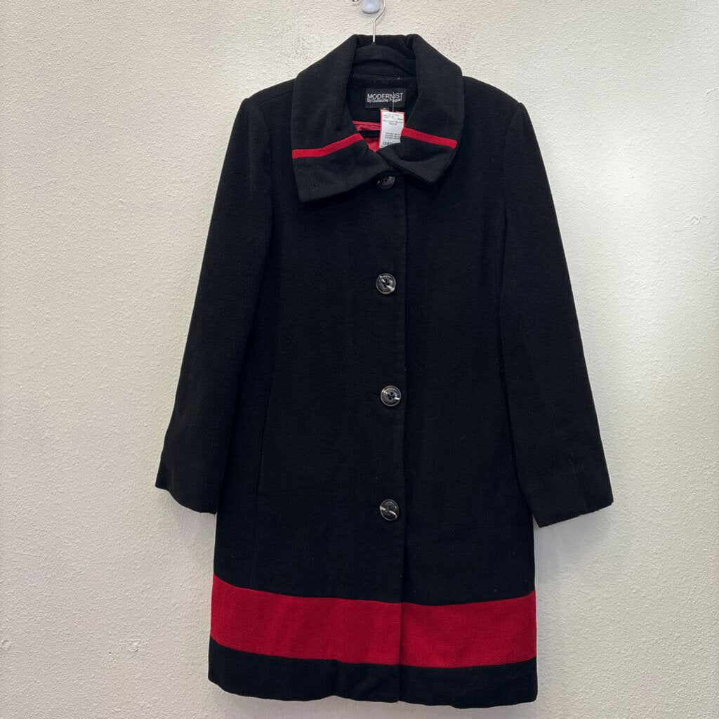 MODERNIST,PEA COAT,BLACK RED,M