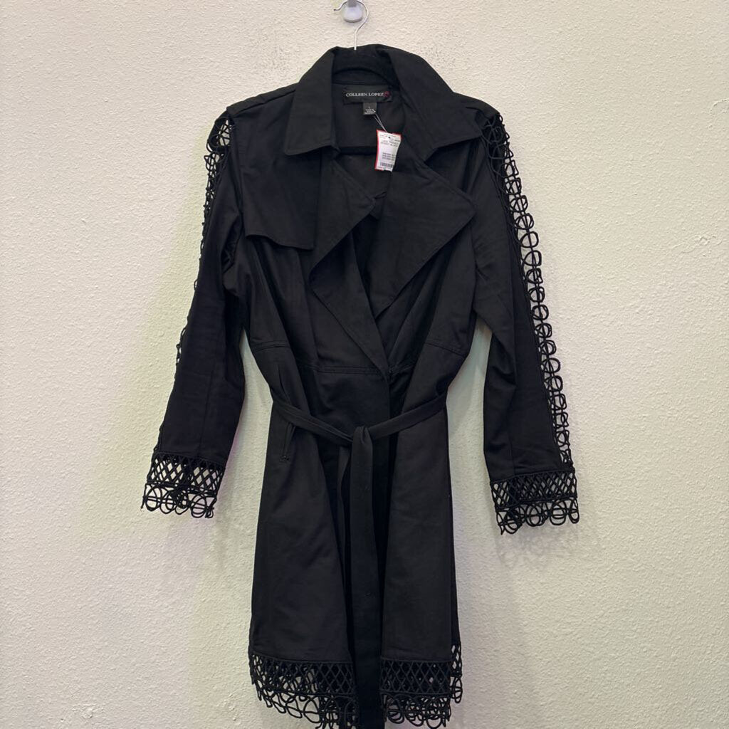 LACE TRENCH JACKET,BLACK,L