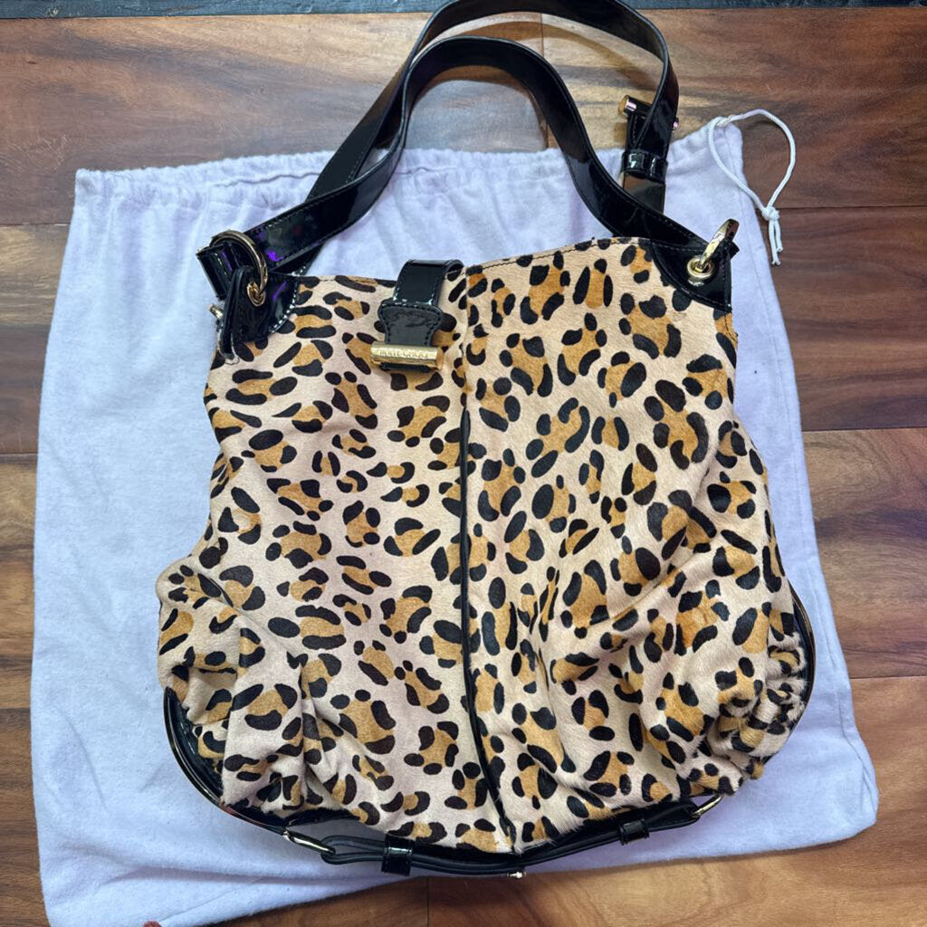 JIMMY CHOO,AUTHENTIC PRINT CALFHAIR & LEATHER HANDBAG,LEOPARD