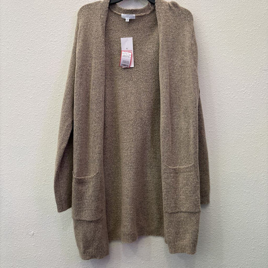 NEW DIRECTION,OPEN FRONT CARDIGAN,TAN,XL