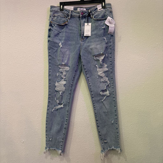 JUDY BLUE,DENIM HIGH RISE DISTRESSED,BLUE,32