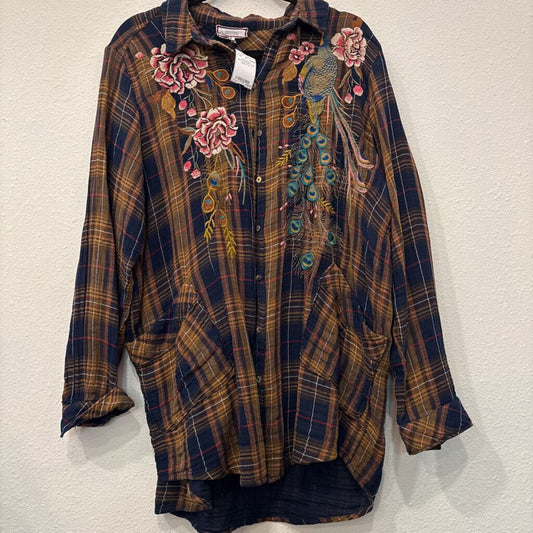 JOHNNY WAS,LONGSLV BUTTON UP TOP,MULTI,XL