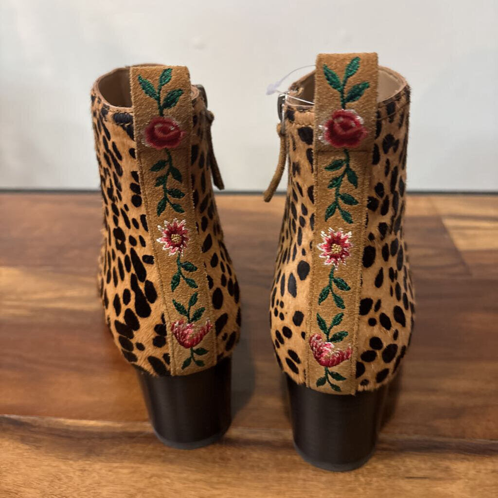 JOHNNY WAS,NEW ANIMAL PRINT/HIDE BOOTS,BROWN BLACK,8.5