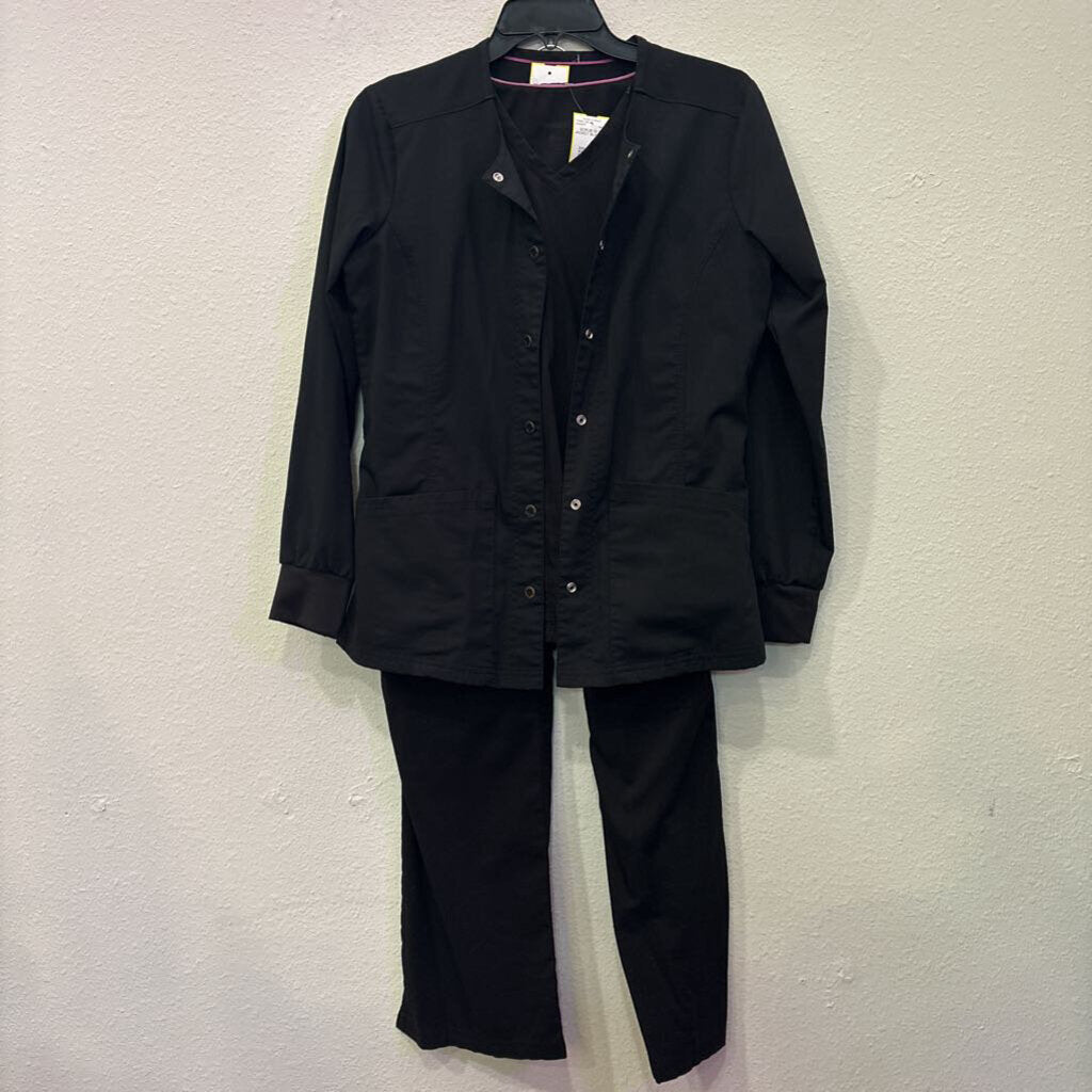 HEALING HANDS PURPLE LABEL,SCRUB SET + JACKET,BLACK,XS