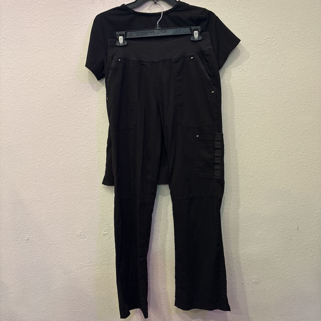 HEALING HANDS PURPLE LABEL,SCRUB SET + JACKET,BLACK,XS