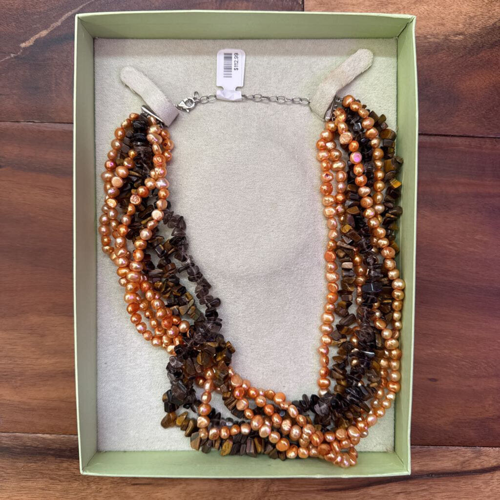 ROSS + SIMONS,CULTURED BEAD NECKLACE ,GOLD