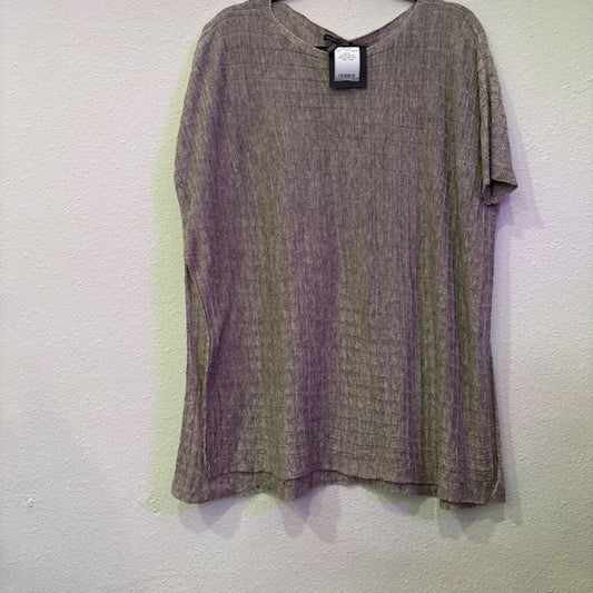 EILEEN FISHER,KNITE SHORTSLVE SWEATER TOP ,TAN ,S/M