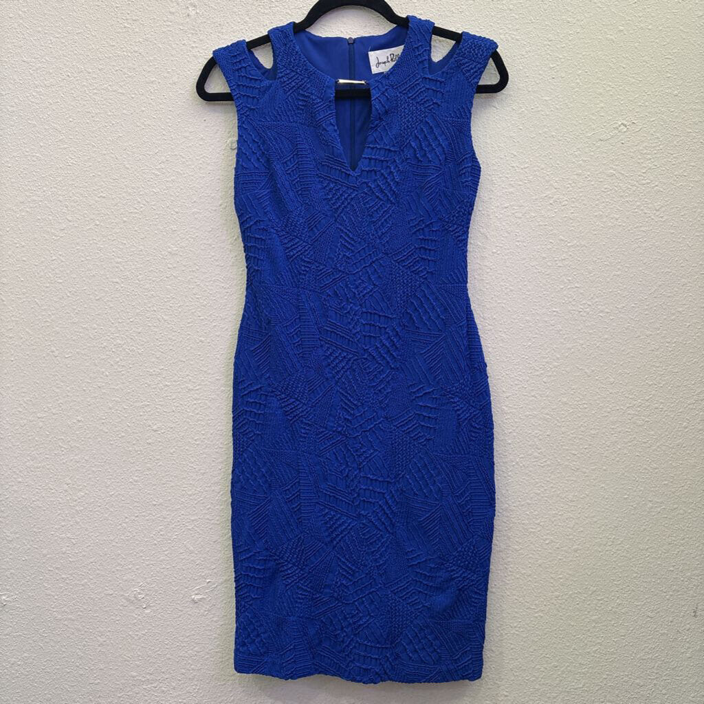 JOSEPH RIBKOFF,TEXTURED DRESS,BLUE,4